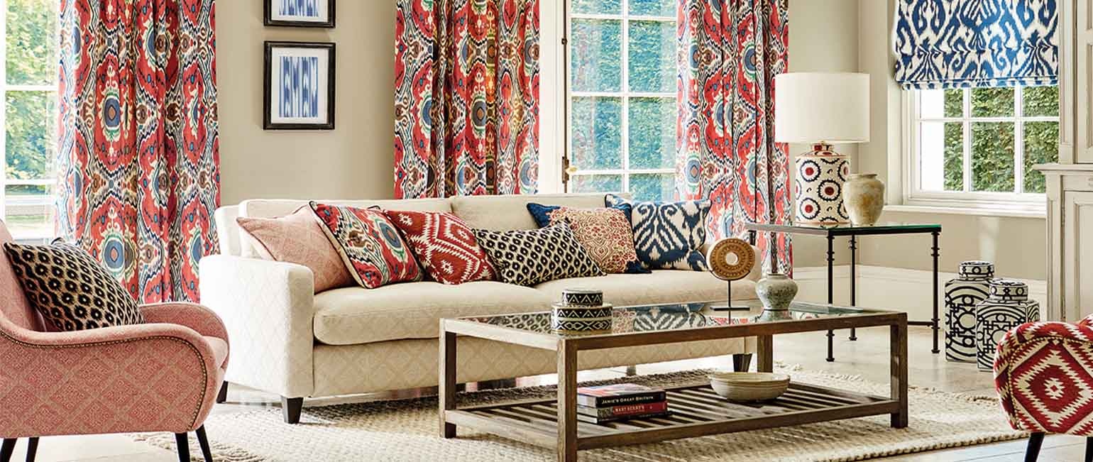 We can supply made-to-measure curtains and blinds, including motorised blinds and shutters, as well as fabric from leading design houses, accessories and trimmings.