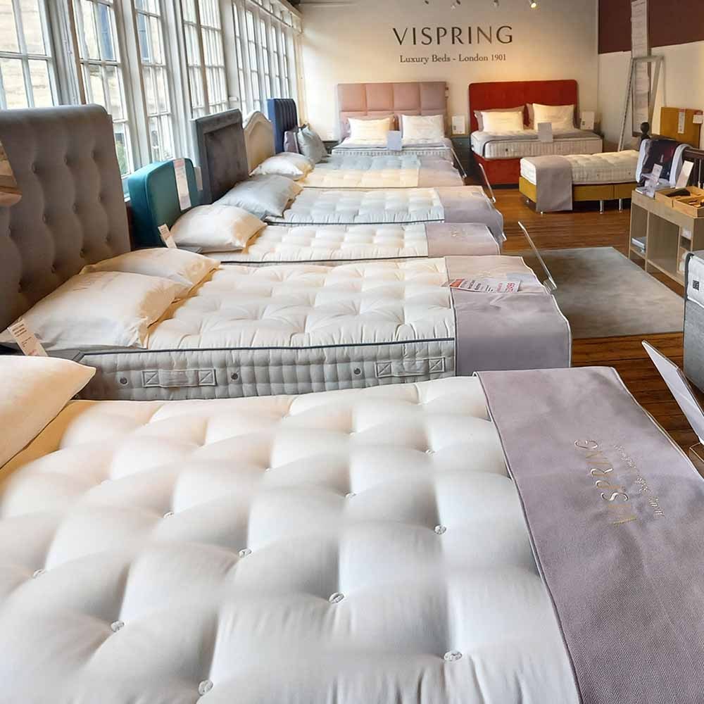 It is always a good idea to try out a Vispring bed, and explore all the choices available. We have one of the largest selections of Vispring beds on display in the region, with all the fabric swatches and assorted accessories for you to browse.

With such a bespoke product, the wealth of options available can be somewhat daunting, but our experienced staff are always onhand to help guide you.
