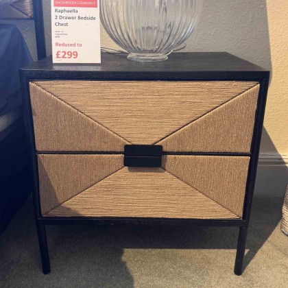 Showroom Clearance: Raphaella 2 Drawer Bedside Chest Showroom Clearance: Raphaella 2 Drawer Bedside Chest
