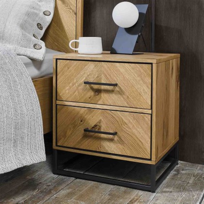 Riley Rustic Oak 2 Drawer Bedside Chest Riley Rustic Oak 2 Drawer Bedside Chest
