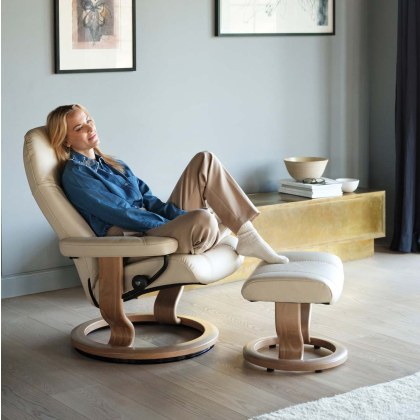 Stressless Consul Chair & Stool with Classic Base QUICKSHIP