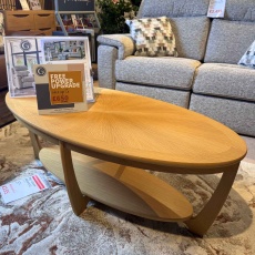 Showroom Clearance: Sunburst Wood Top Oval Coffee Table Showroom Clearance: Sunburst Wood Top Oval Coffee Table