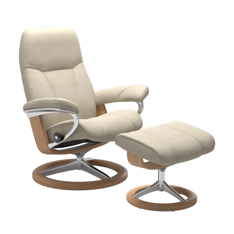 Stressless Consul Chair & Stool with Signature Base QUICKSHIP Stressless Consul Chair & Stool with Signature Base QUICKSHIP