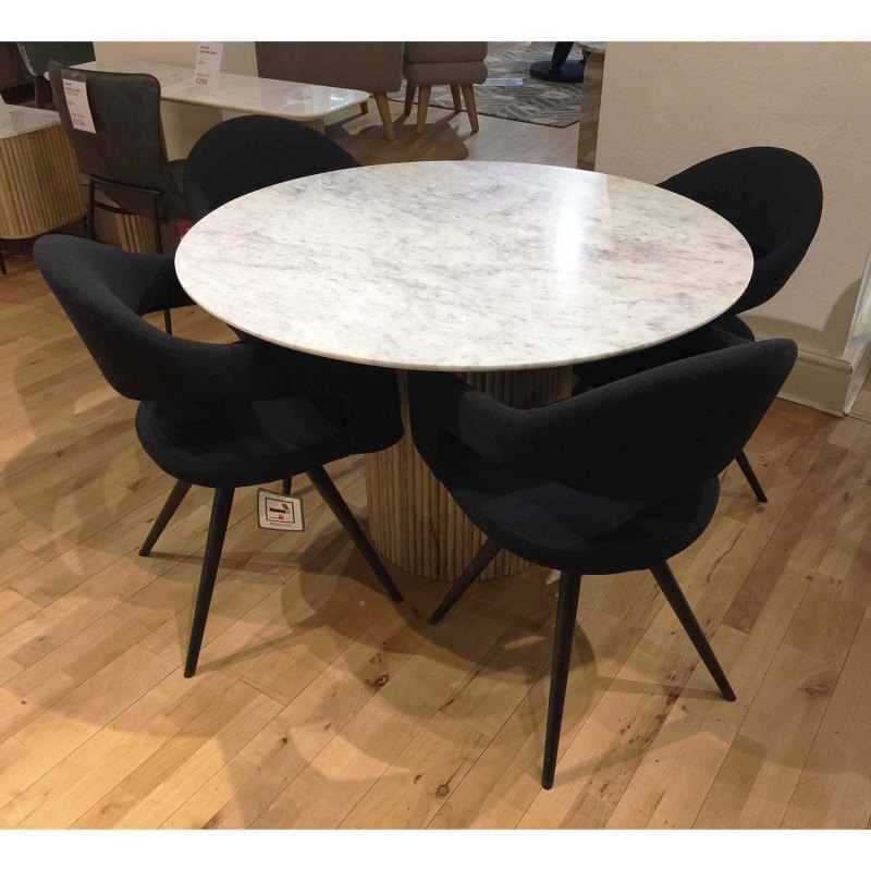 Showroom Clearance: Arundo 120cm Round Dining Table & 4x Joplin Dining Chairs Showroom Clearance: Arundo 120cm Round Dining Table & 4x Joplin Dining Chairs